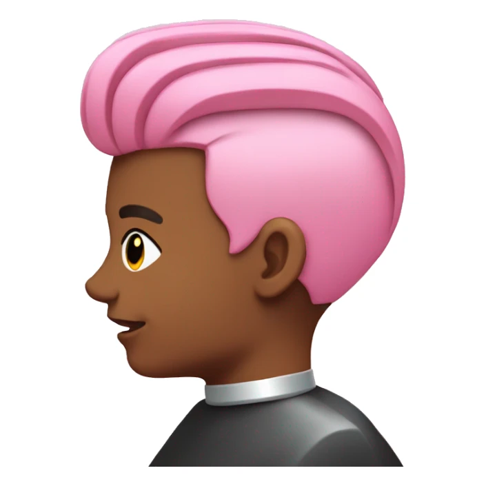 person with pink hair getting a barber cut sticker