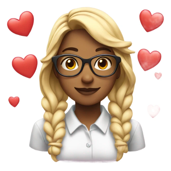 nerd girl with hearts all around her sticker