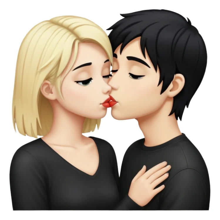 Emo boy with black emo hair kissing blonde girl sticker