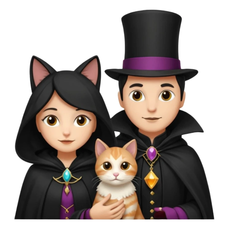 magician couple and their pet cat sticker