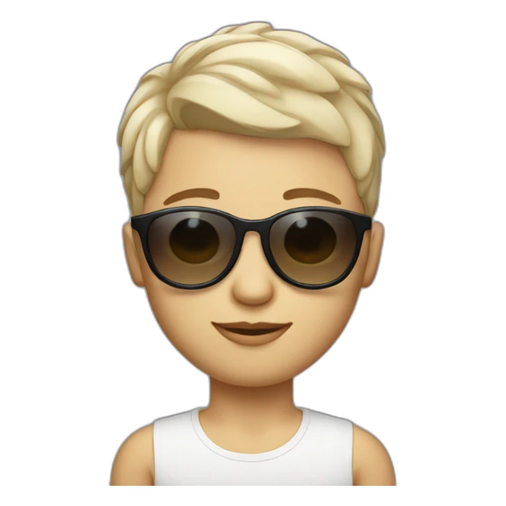 White kid with short hair and heart shape sunglasses sticker
