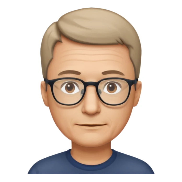 hombre, 50 años pelo poco rapado delgado con gafas sticker