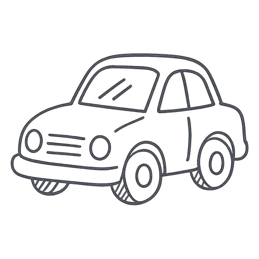 hand drawn outlined car icon sticker