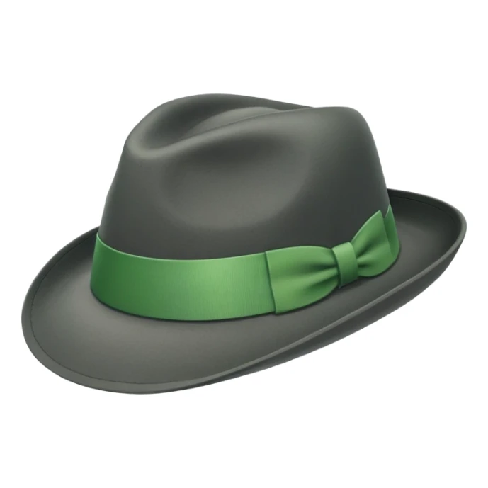 a fedora emoji with a green band, tilted to the right sticker