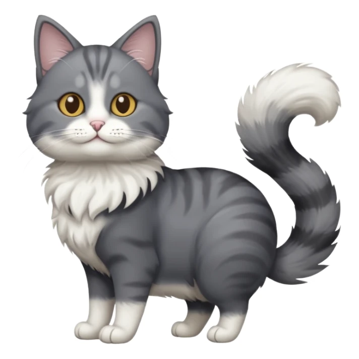 full body dark grey and white cat with white front legs sticker