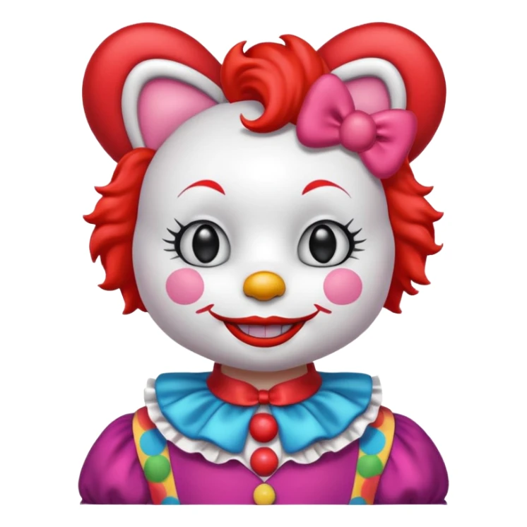 Clown in the illustration style of hello kitty sticker