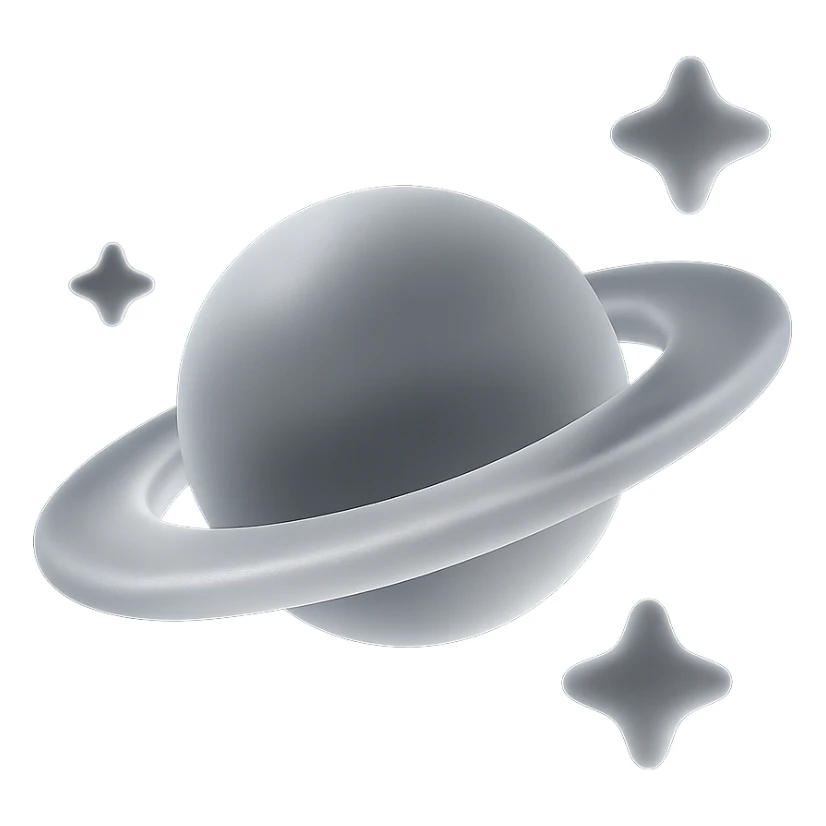 Saturn with stars in background, matte glass style sticker