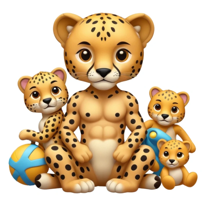 cheetah with a body and toys sticker