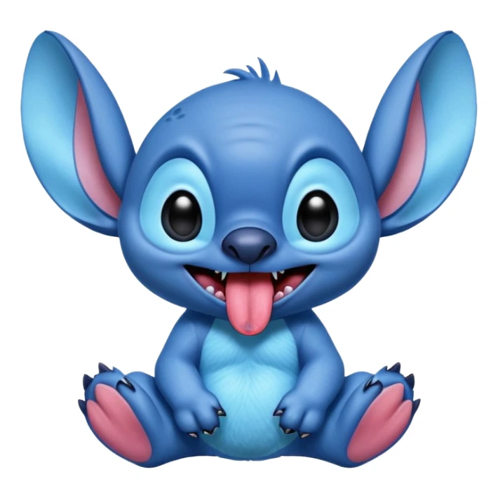Stitch from Lilo & Stitch, sticking out tongue, playful, blue alien features sticker