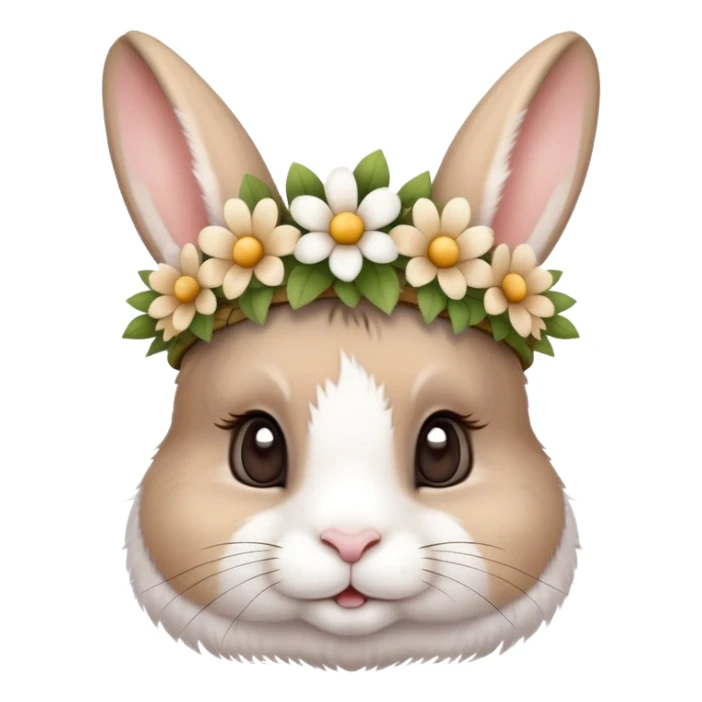 cute rabbit wearing a flower crown sticker