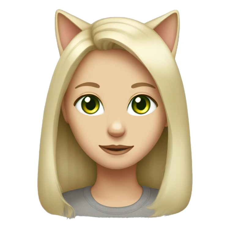 Grey cat with blonde girl green eyes sticker
