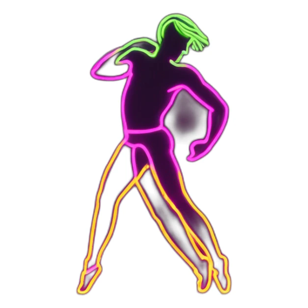  male silhouette dancer neon sign booty sticker
