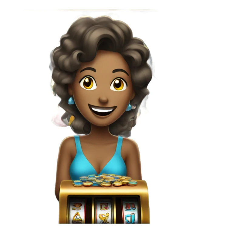 Lady winning at a slot machine  sticker