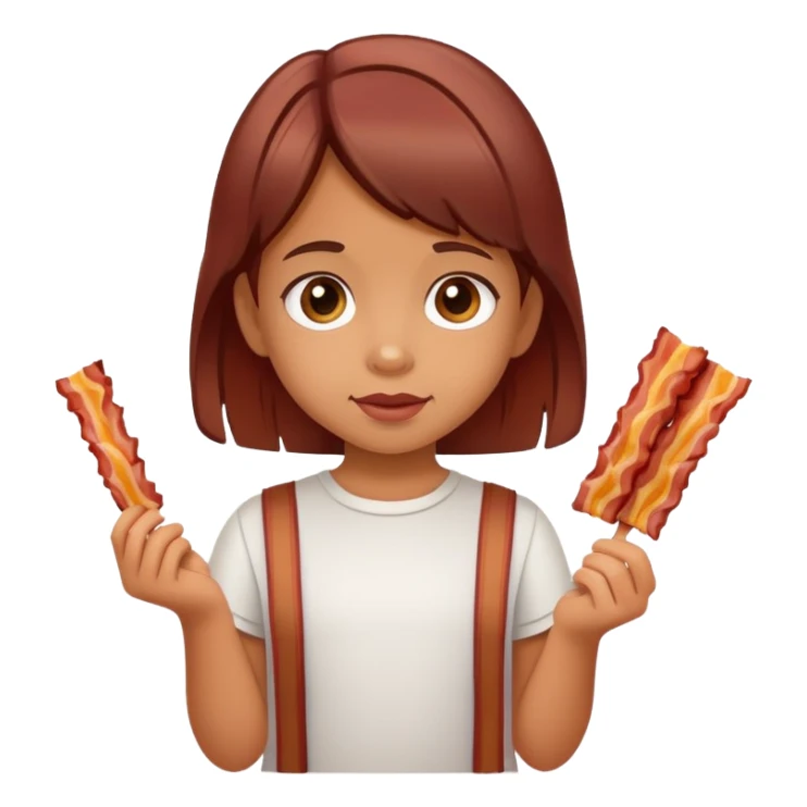 little girl holding bacon sticker