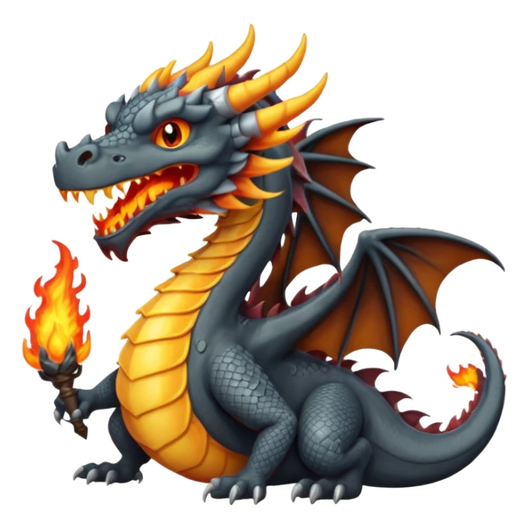 a dark gray dragon with 3 heads that breathes fire sticker