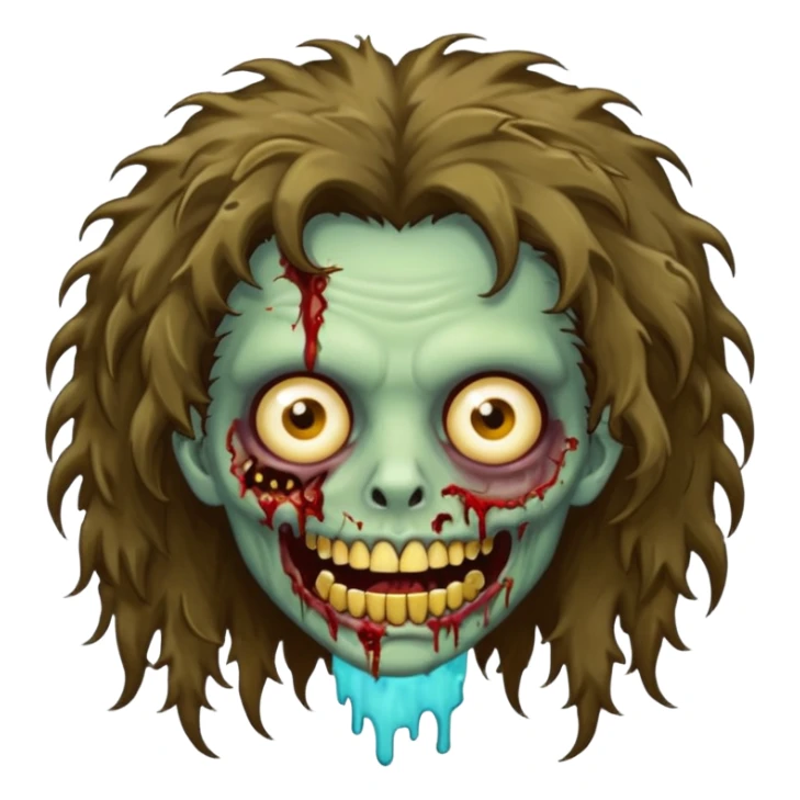 zombie with Brunette fluffy hair and grillz sticker