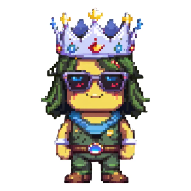Gaming character with crown and shades sticker