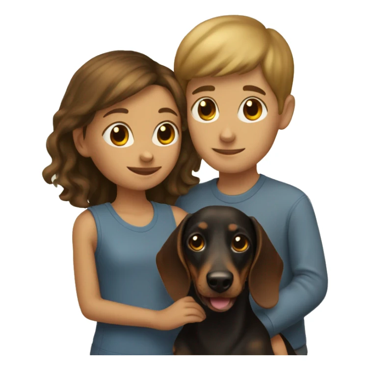 Girl and boy with dachshund sticker