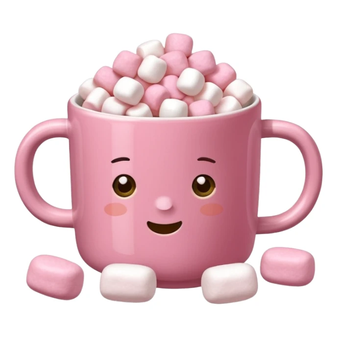Kakao in pinker Tasse mit pink weißen mini marshmallow sticker