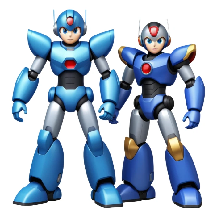 Megaman X, Zero, and Sigma as friendly robots standing together, video game characters sticker