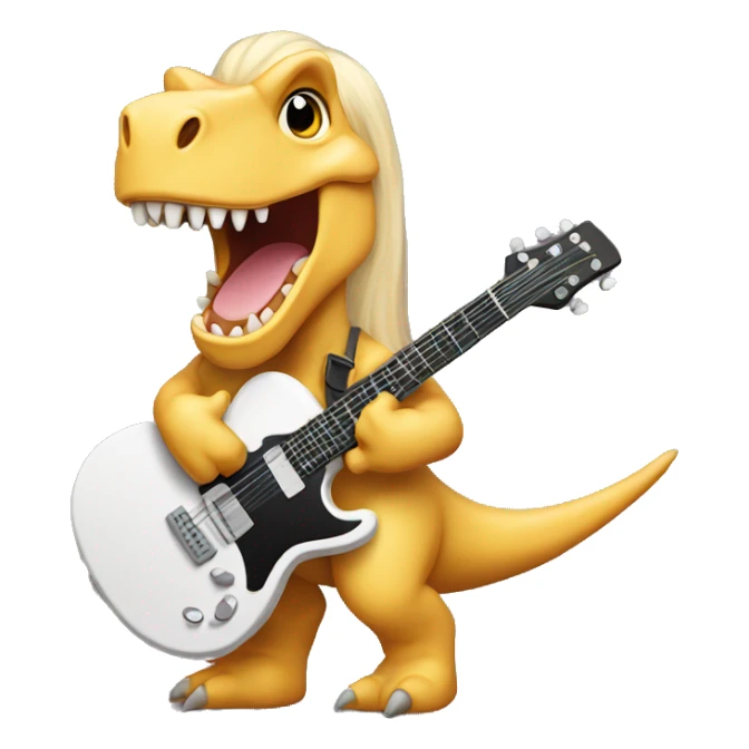 long blonde hair dinosaur playing guitar sticker