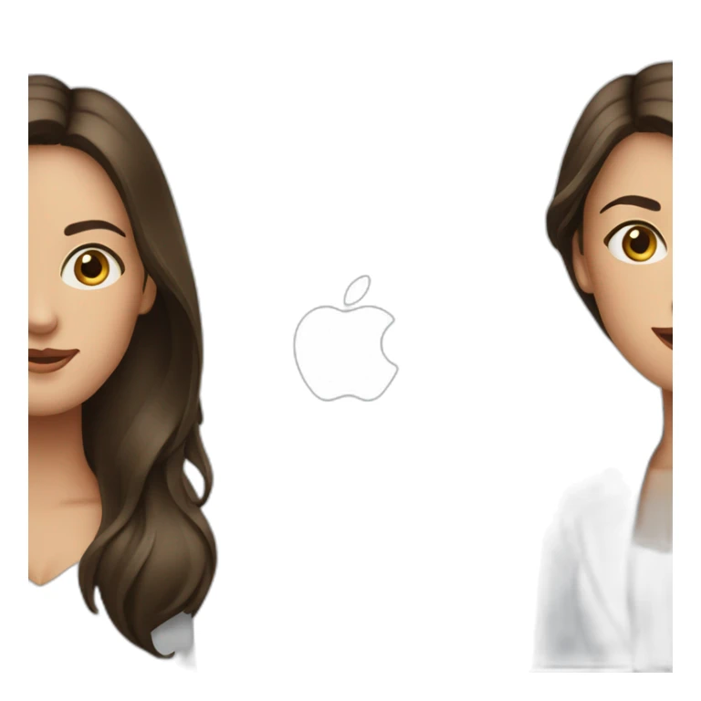 2 brunettes women in front of macbook sticker