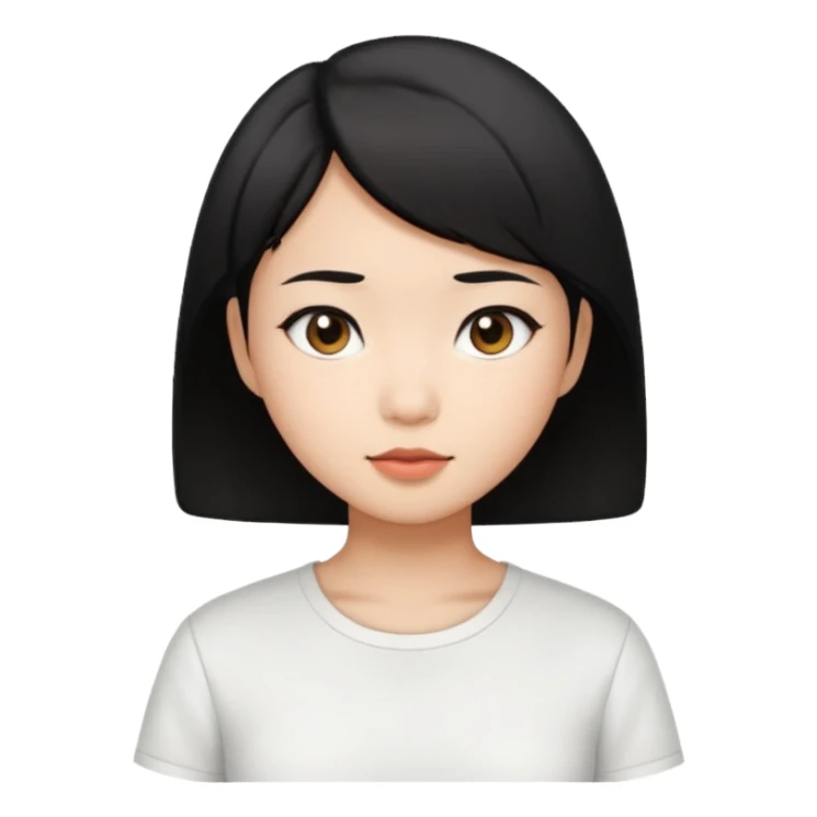 Asian pretty girl with black color short hair sticker