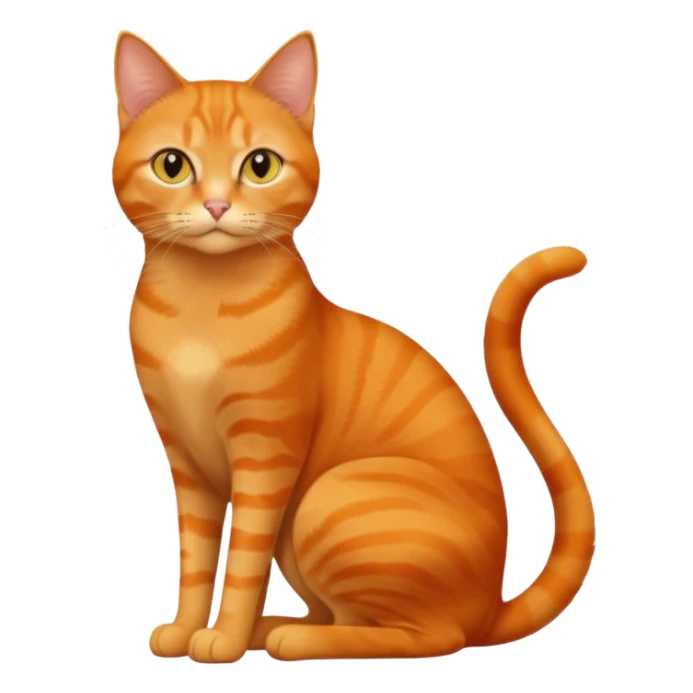 full body solid orange domestic shorthair slim cat with yellow/orange eyes sitting sticker