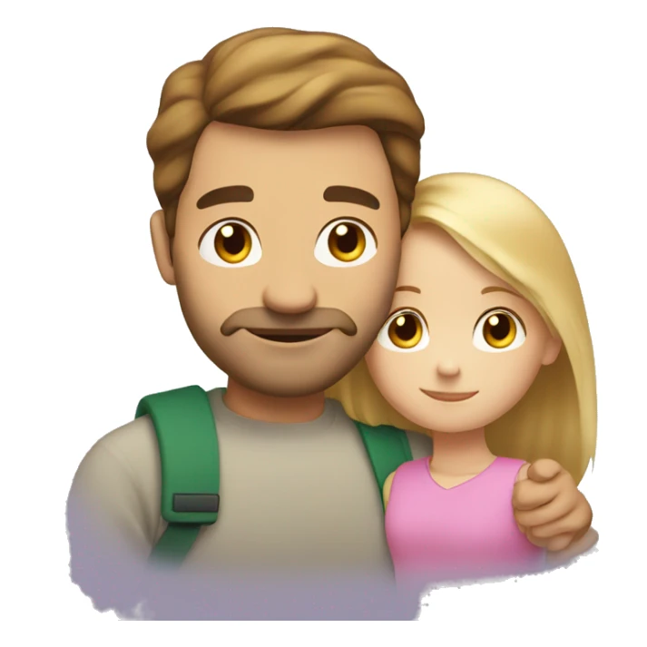 A brown haired father hugging his blonde daughter sticker