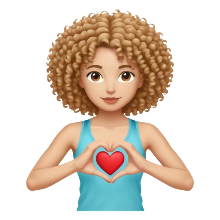 Mulher cabelo cacheado usando regata da Nike, fazendo coraçãozinho  sticker