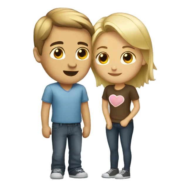 Blond girl with brown hair guy kiss sticker