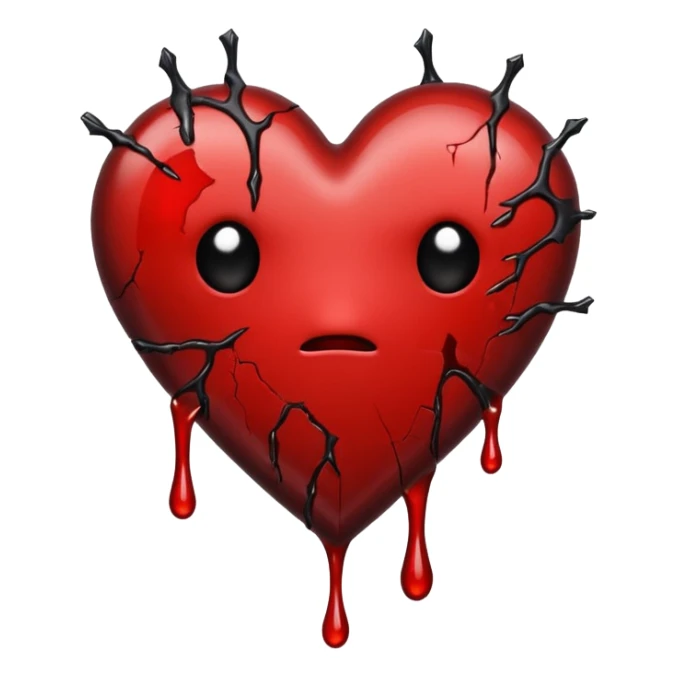BROKEN BLACK HEART, LITTLE DARK RED BLOOD, DRIPS FROM THE BROKEN CRACK. sticker