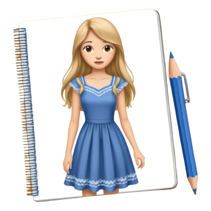 fashion skecth on sketch book, with pencil sticker