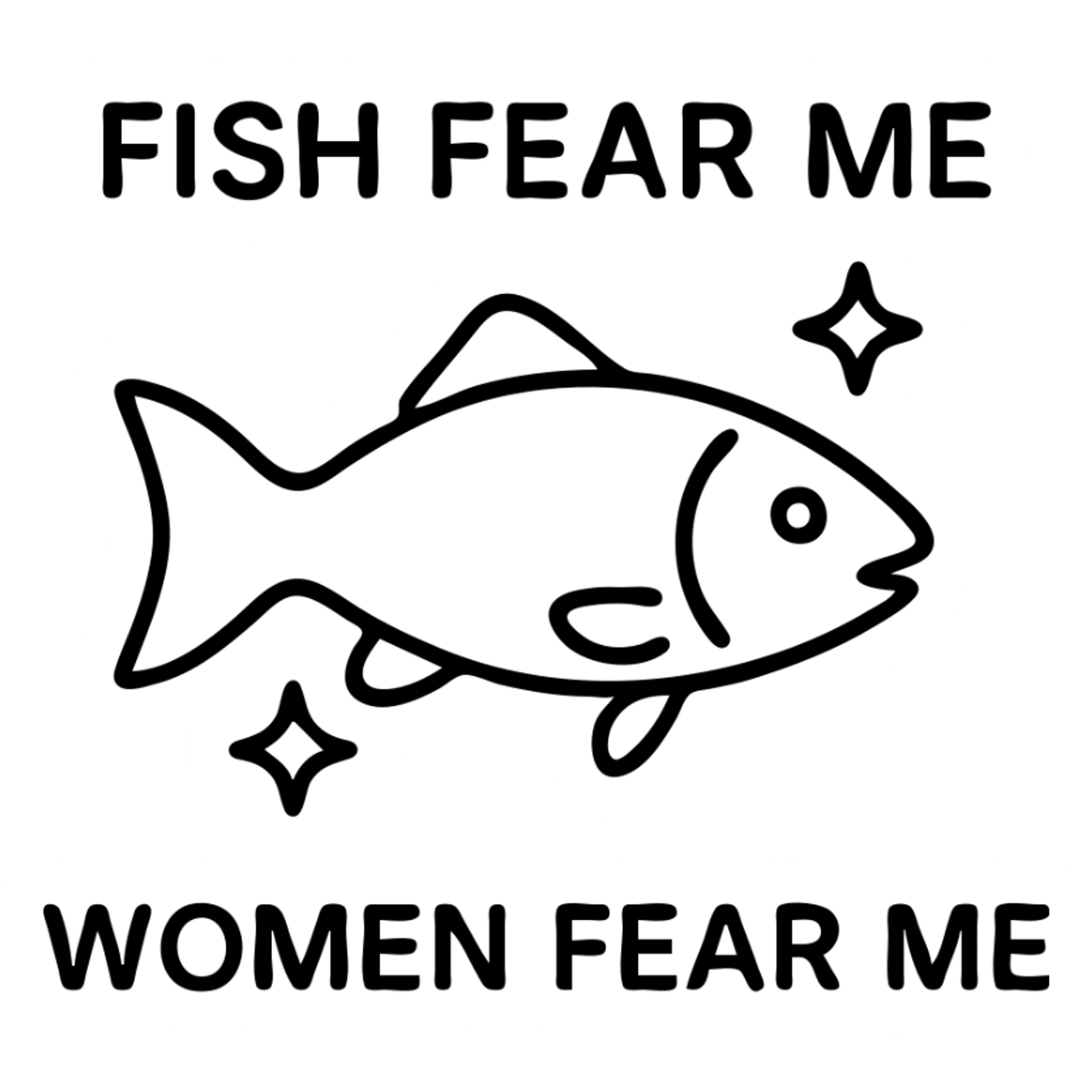 fish with sparkles with text fish fear me women fear me sticker