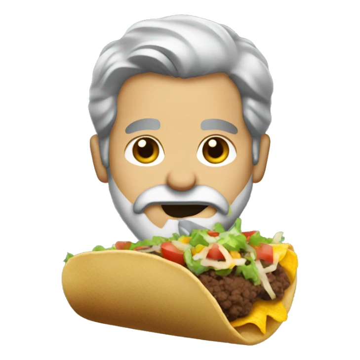 man-black-grey-hair-beard eating a taco sticker