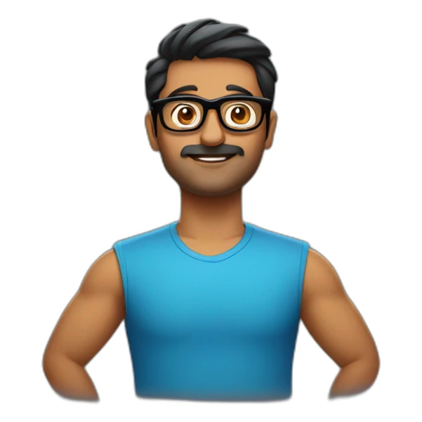 Indian man in blue tshirt and black specs in cinema hall sticker