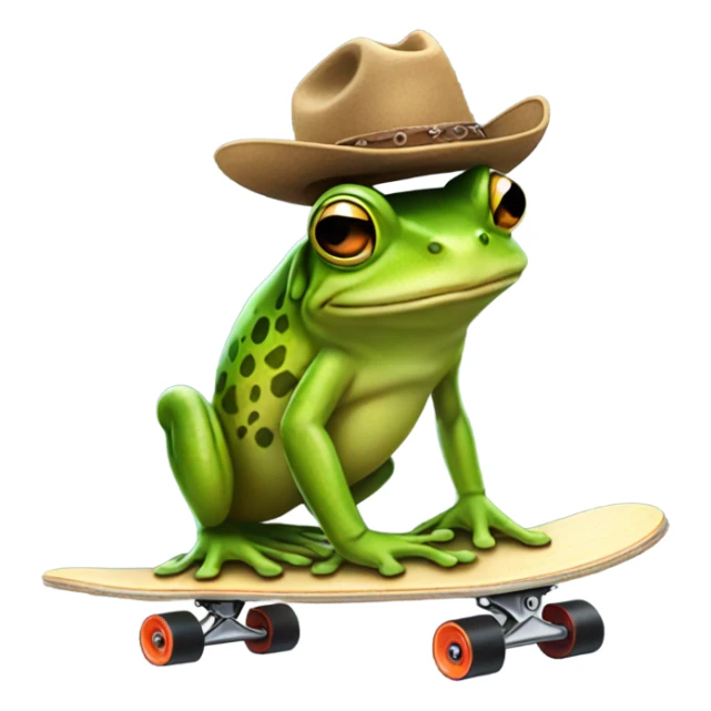 Frog on a skateboard wearing a cowboy hat  sticker