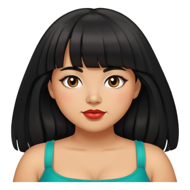 Mexican girl with bangs black long hair plus size in love sticker