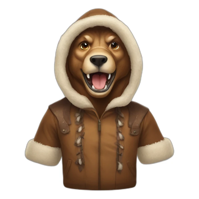 trex wearing brown eskimo outfit portrait sticker