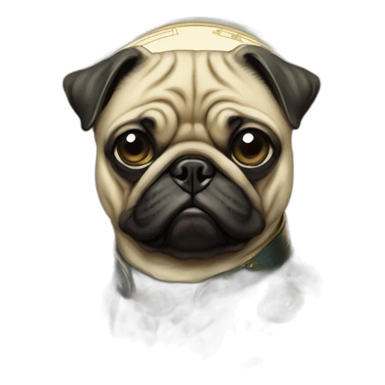 A cyberpunk pug in Art Nouveau style during 1910 sticker