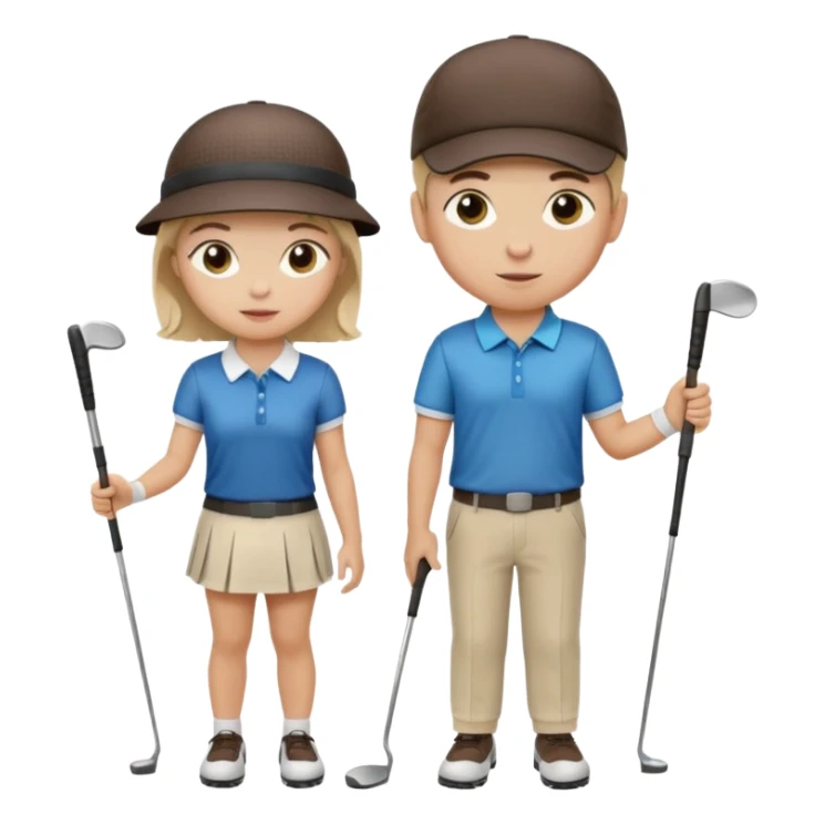 young beginner golfer boy and girl sticker