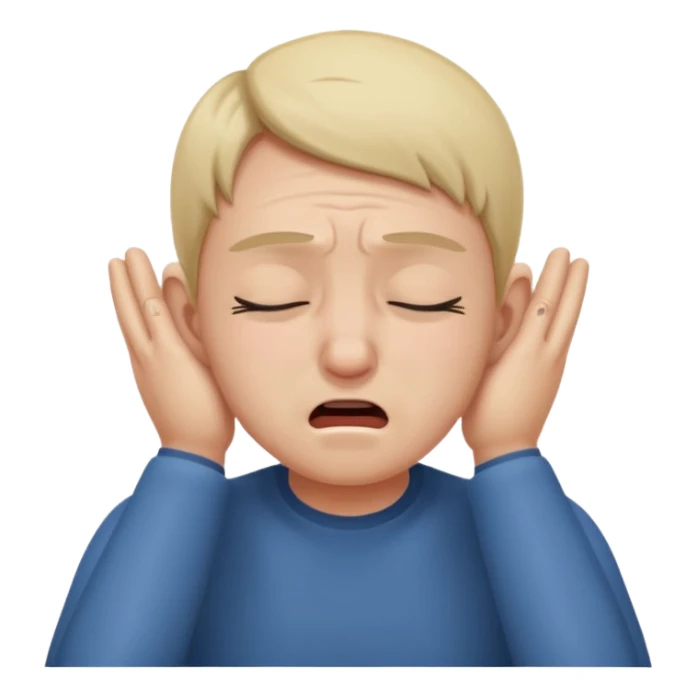 person covering ears, wincing in pain sticker