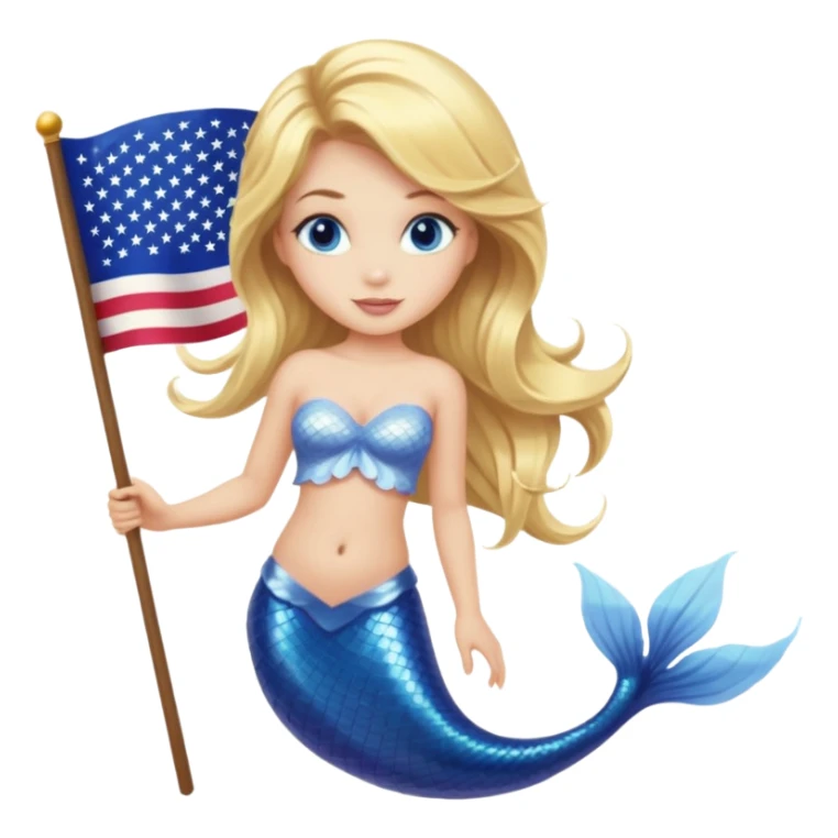 Blonde hair mermaid but her tail is the American flag  sticker