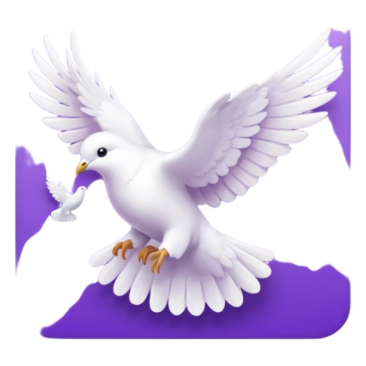 White and purple dove flying towards heaven  sticker
