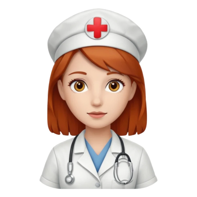 nurse brown/red hair with brown eyes sticker