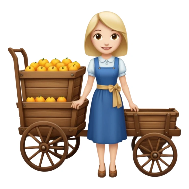 a lady standig near to a cart sticker