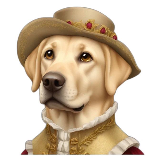 male blonde labrador in renaissance outfit sticker
