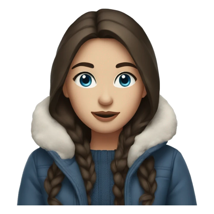 Brunette girl blue eyes winter outfit sticker