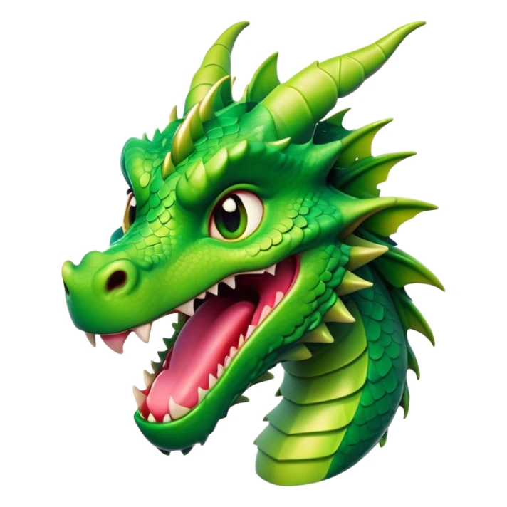 Cinematic Comical Dragon Portrait Emoji, Head tilted dramatically with an exaggeratedly amused expression, featuring a striking, glossy scaled body with bold, angular details and wide, expressive eyes brimming with playful disbelief; rendered with vibrant, lifelike textures and natural shadows, high shine, dramatic yet playful, styled with an air of cheeky mythical mischief, soft glowing outline, capturing the essence of a spirited and over‐the‐top dragon that looks ready to breathe fire into viral fame! sticker