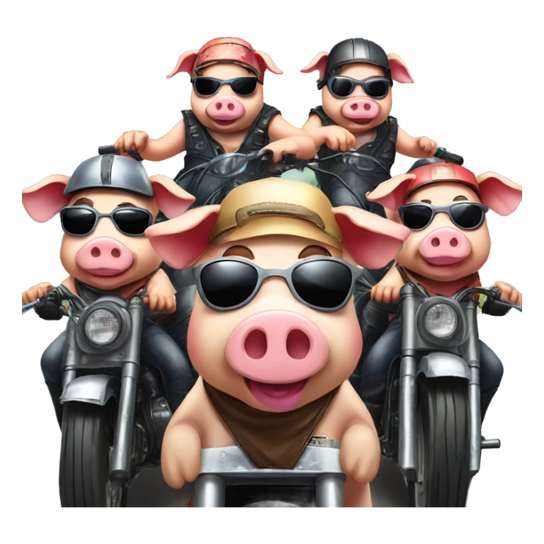 Group of 6 Pigs on motorbikes, wearing helmets and sunglasses sticker